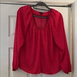 Ann Taylor Red Animal Print Blouse